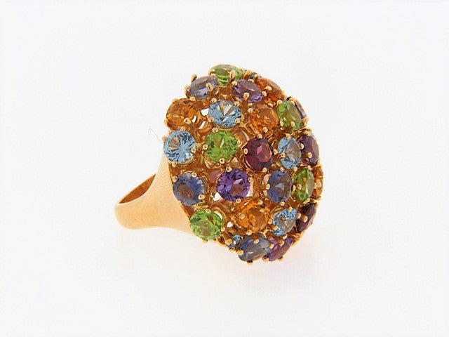 18K-YG MULTI-GEM BOMBE RING | 18 Karat Appraisers | Beverly Hills, CA | Fine Jewelry