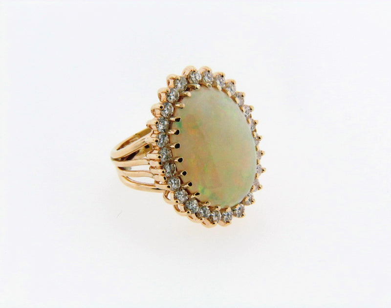 14K Yellow Gold White Opal and Diamond Ring | 18 Karat Appraisers | Beverly Hills, CA | Fine Jewelry