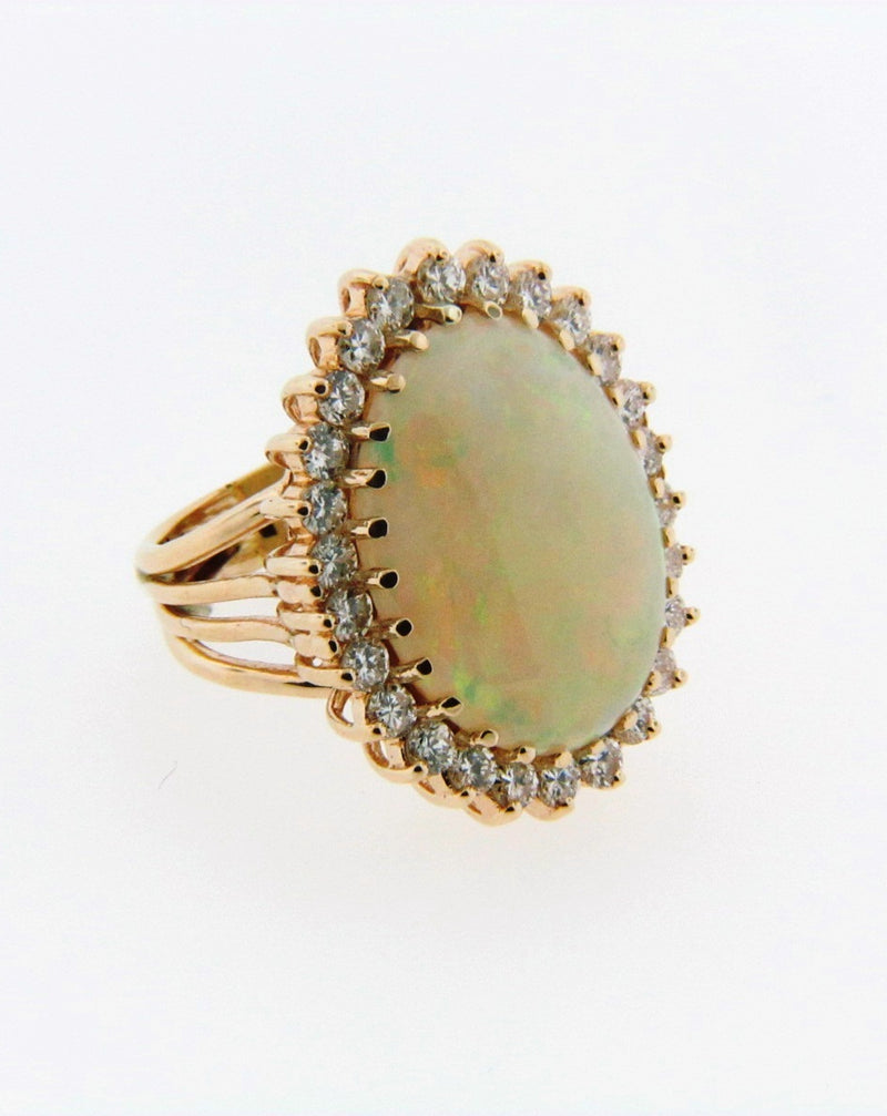14K Yellow Gold White Opal and Diamond Ring | 18 Karat Appraisers | Beverly Hills, CA | Fine Jewelry