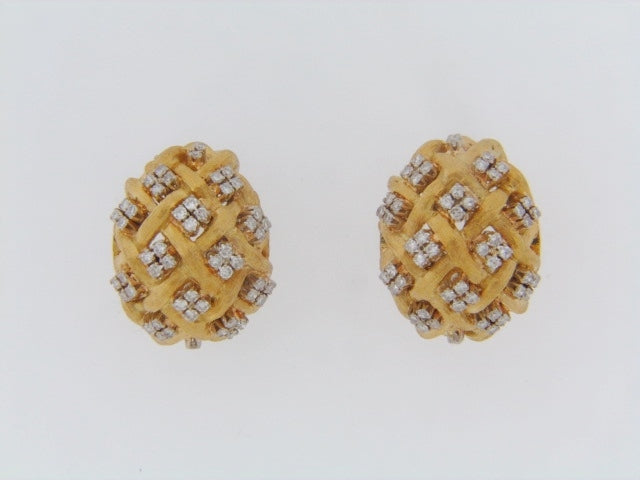 18K-YG HALF-HOOP DIAMOND EARCLIPS