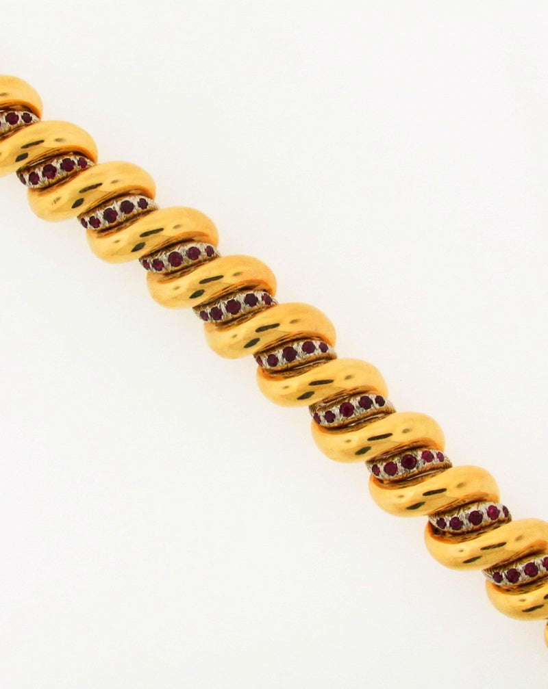 18K Yellow Gold and White Gold Ruby Bracelet | 18 Karat Appraisers | Beverly Hills, CA | Fine Jewelry