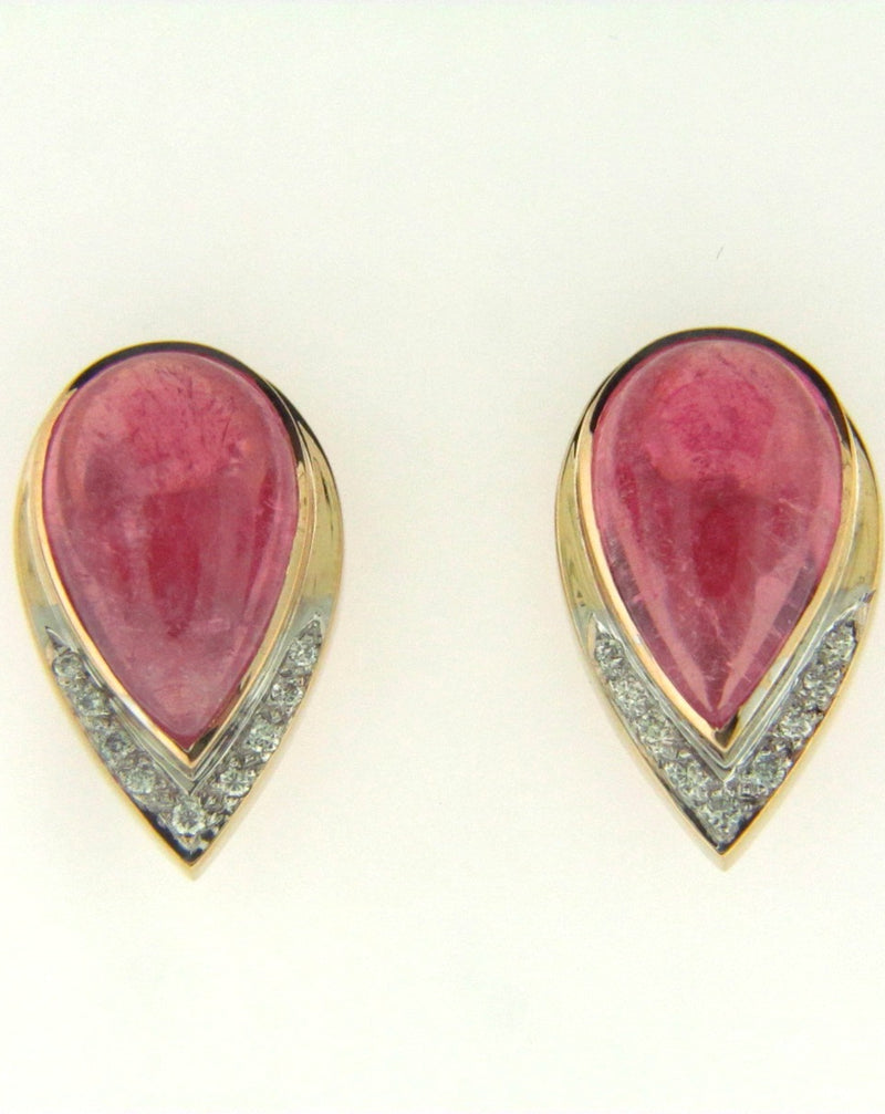 14K yellow gold Pink Tourmaline and Diamond Earrings | 18 Karat Appraisers | Beverly Hills, CA | Fine Jewelry