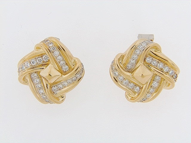 18K-YG DIAMOND KNOT EARCLIPS