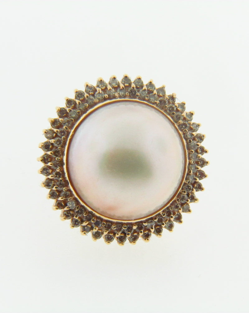14K Yellow Gold Mabe Pearl and Diamond Ring | 18 Karat Appraisers | Beverly Hills, CA | Fine Jewelry