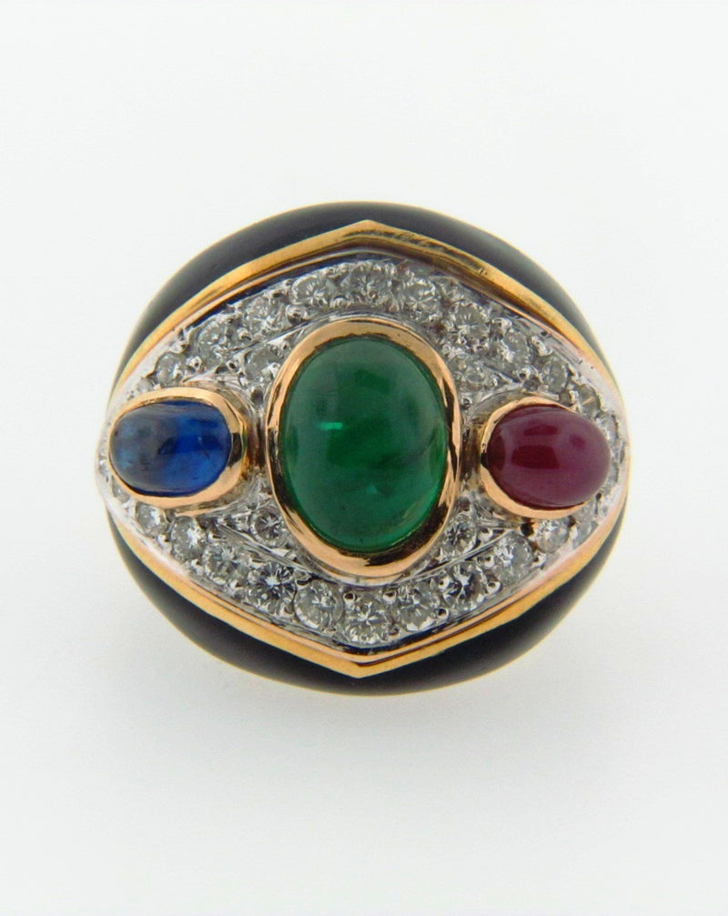 18K Yellow Gold Diamond and Gemstone Ring | 18 Karat Appraisers | Beverly Hills, CA | Fine Jewelry