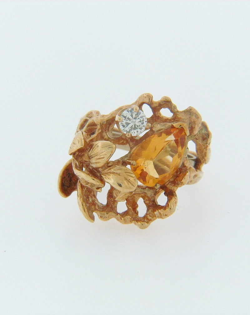 14K-YG CITRINE AND DIAMOND RING | 18 Karat Appraisers | Beverly Hills, CA | Fine Jewelry