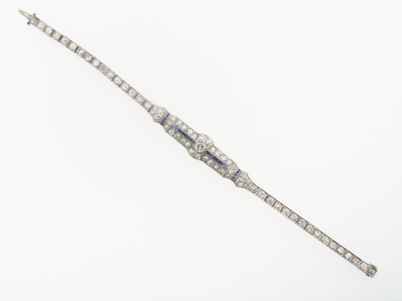 Platinum Diamond and Sapphire Bracelet | 18 Karat Appraisers | Beverly Hills, CA | Fine Jewelry