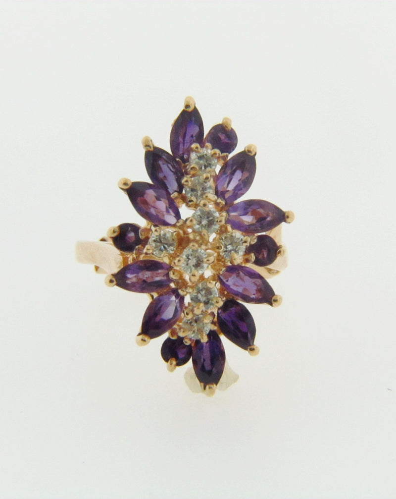 14K YELLOW GOLD AMETHYST AND DIAMOND RING | 18 Karat Appraisers | Beverly Hills, CA | Fine Jewelry