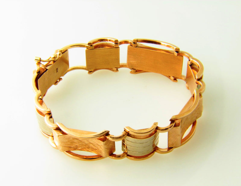 14K-RG+WG Retro Bracelet | 18 Karat Appraisers | Beverly Hills, CA | Fine Jewelry