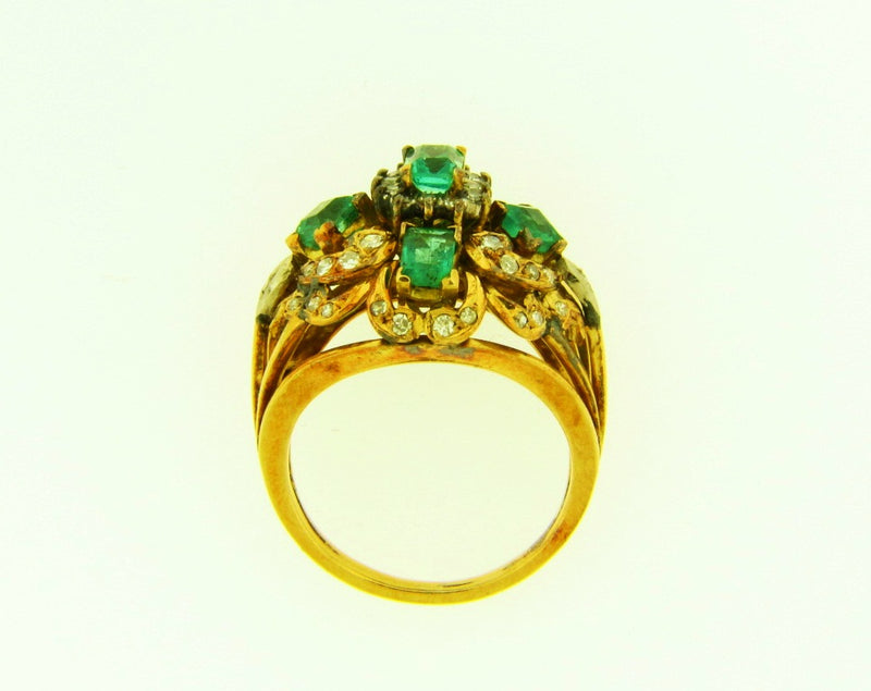 Victorian style 18K Yellow Gold, Emerald and Diamond Ring | 18 Karat Appraisers | Beverly Hills, CA | Fine Jewelry