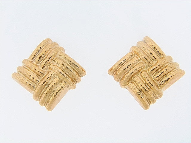 18K-YG SQUARE SHAPED EARCLIPS