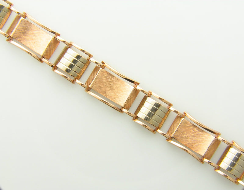 14K-RG+WG Retro Bracelet | 18 Karat Appraisers | Beverly Hills, CA | Fine Jewelry
