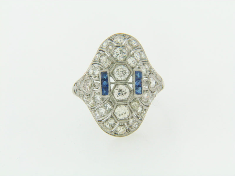PLATINUM DIAMOND AND SAPPHIRE RING | 18 Karat Appraisers | Beverly Hills, CA | Fine Jewelry