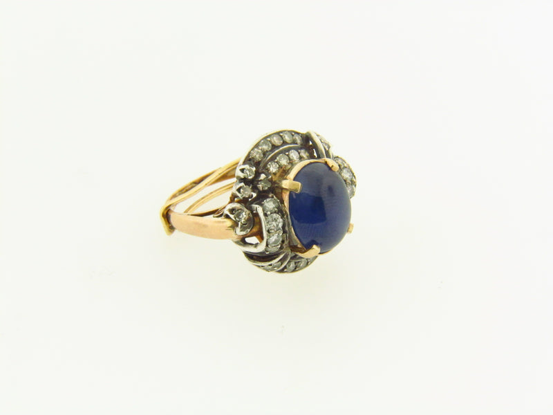 Victorian 14K Yellow Gold, Star Sapphire and Diamond Ring | 18 Karat Appraisers | Beverly Hills, CA | Fine Jewelry