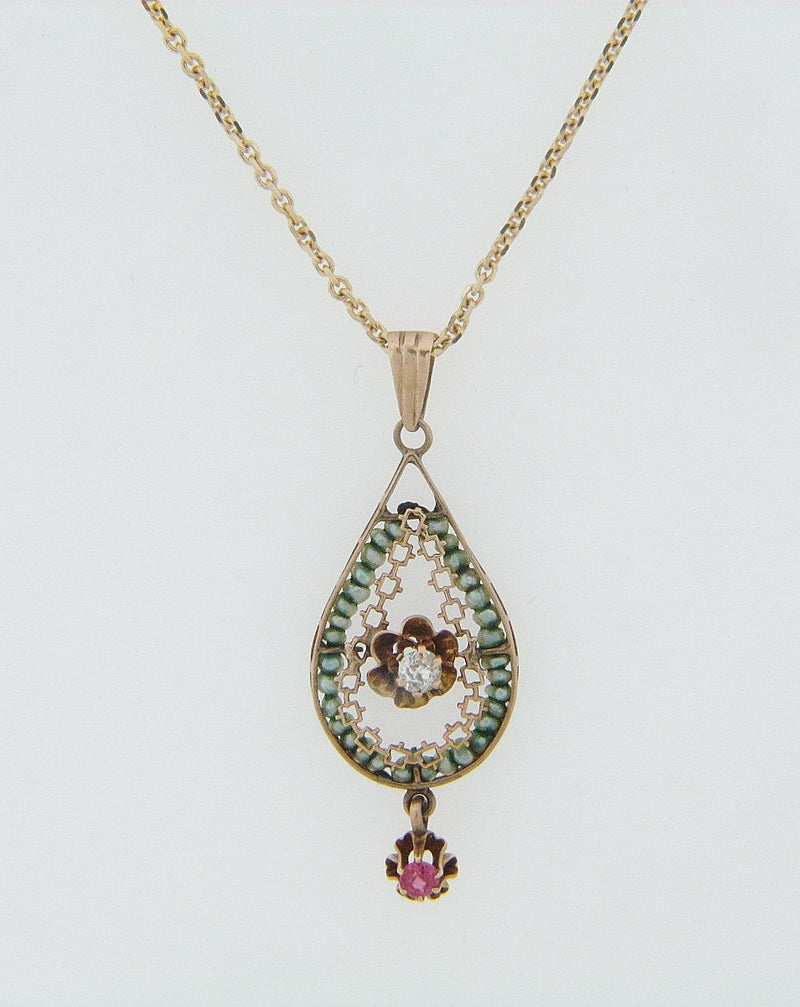 14K YELLOW GOLD DIAMOND AND RUBY PENDANT | 18 Karat Appraisers | Beverly Hills, CA | Fine Jewelry