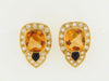 18K YELLOW GOLD CITRINE, BLACK ONYX, DIAMOND EARRINGS | 18 Karat Appraisers | Beverly Hills, CA | Fine Jewelry
