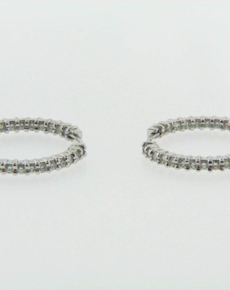 18K White Gold Diamond Hoop Earrings by 