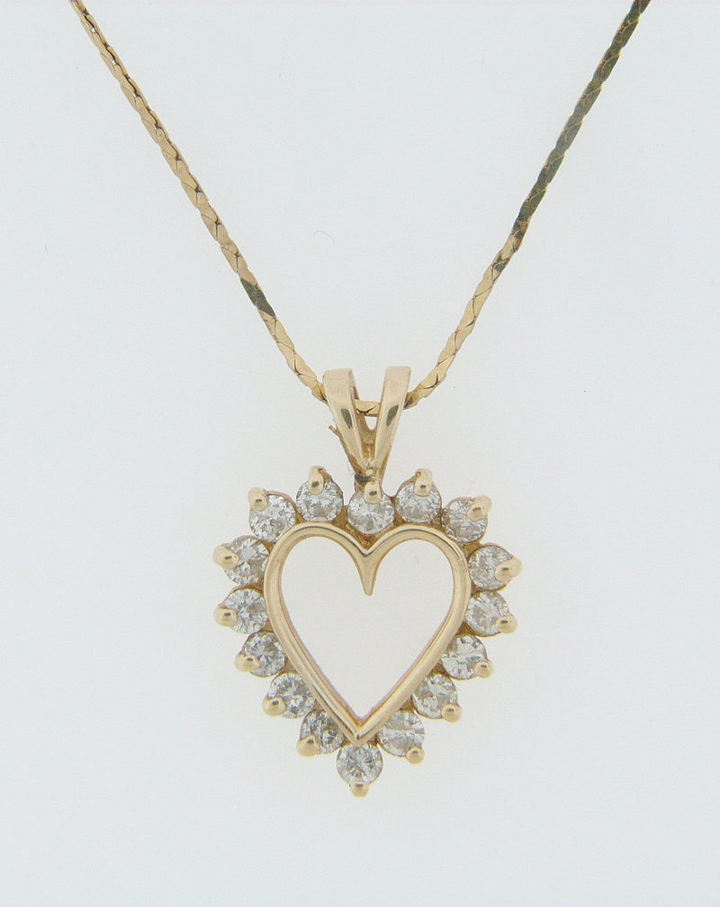 14K YELLOW GOLD DIAMOND HEART PENDANT | 18 Karat Appraisers | Beverly Hills, CA | Fine Jewelry