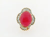 14K Yellow Gold Rhodochrosite, Diamond, and Aquamarine Ring | 18 Karat Appraisers | Beverly Hills, CA | Fine Jewelry