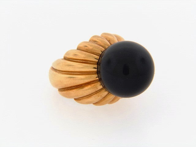 18K-YG ONYX BEAD RING | 18 Karat Appraisers | Beverly Hills, CA | Fine Jewelry