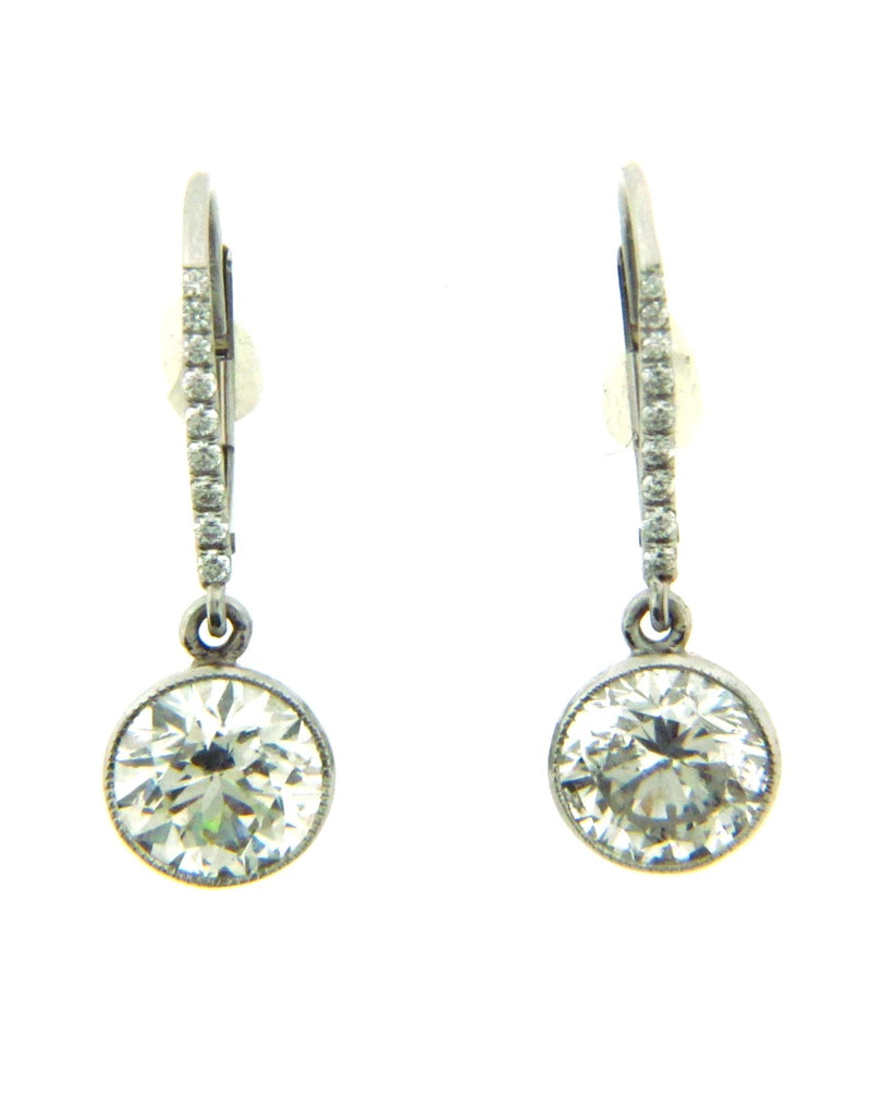 Platinum and 14K White Gold Diamond Dangling Earrings
