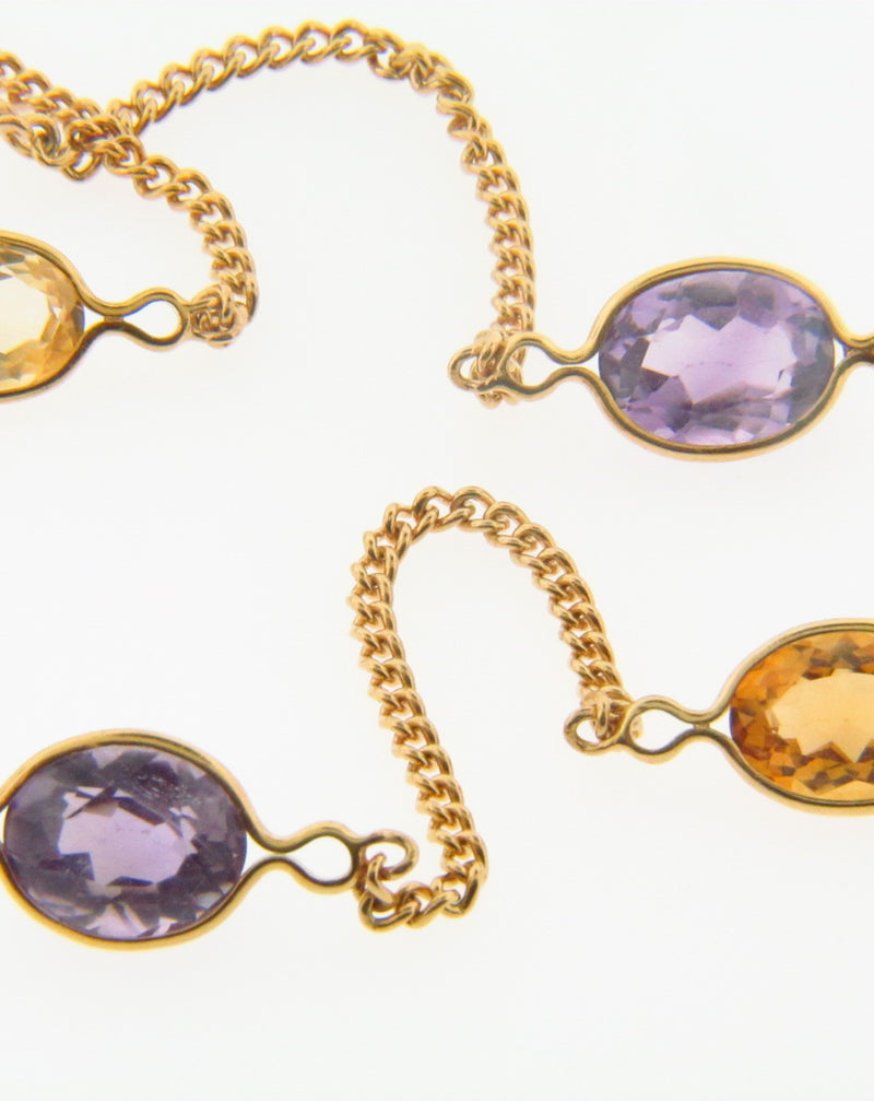 18K Yellow Gold Citrine and Amethyst Necklace | 18 Karat Appraisers | Beverly Hills, CA | Fine Jewelry