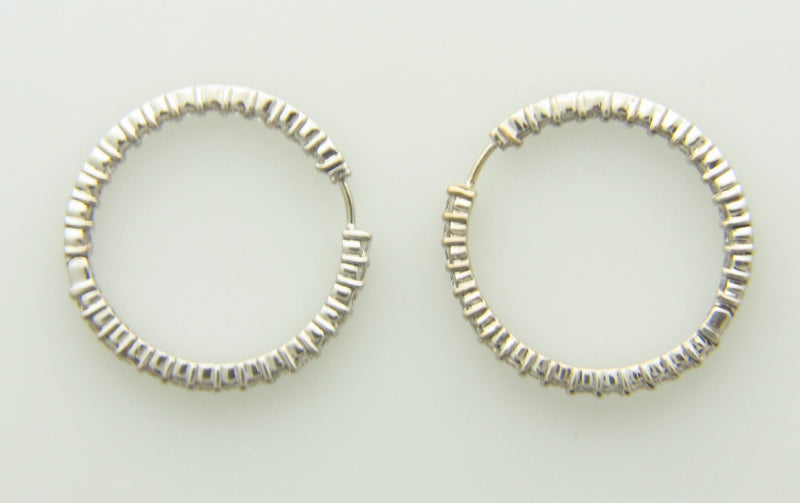 18K White Gold, Diamond Hoop Earrings by "Roberto Coin" | 18 Karat Appraisers | Beverly Hills, CA | Fine Jewelry