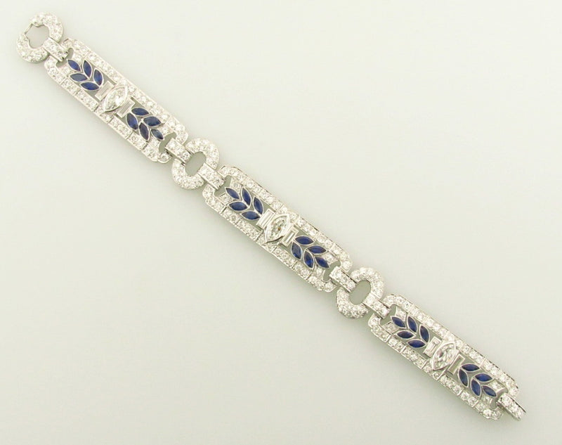 Art Deco, Platinum Diamond and Sapphire Bracelet