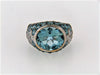 18K-WG AQUAMARINE, BLUE ZIRCON AND DIAMOND RING