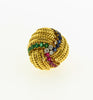 18K-YG DIAMOND AND MULTI-GEMSTONE DOME RING