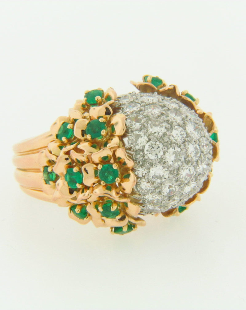 18K YELLOW GOLD DIAMOND AND EMERALD RING | 18 Karat Appraisers | Beverly Hills, CA | Fine Jewelry