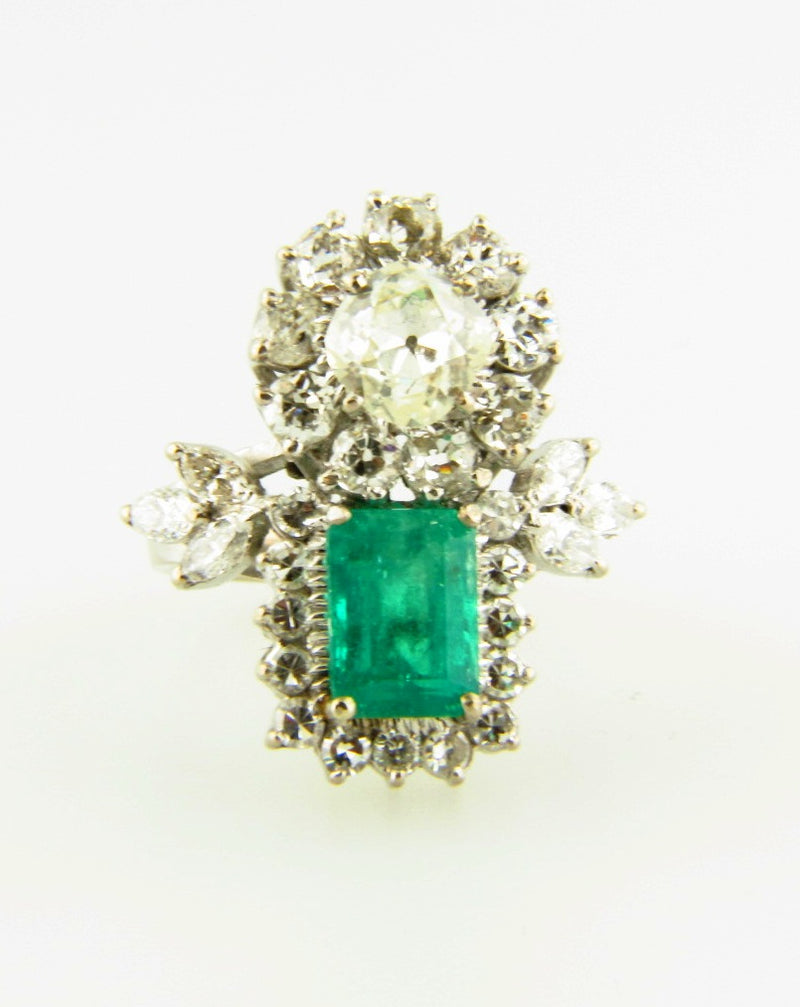 14K White Gold, Emerald and Diamond Ring | 18 Karat Appraisers | Beverly Hills, CA | Fine Jewelry