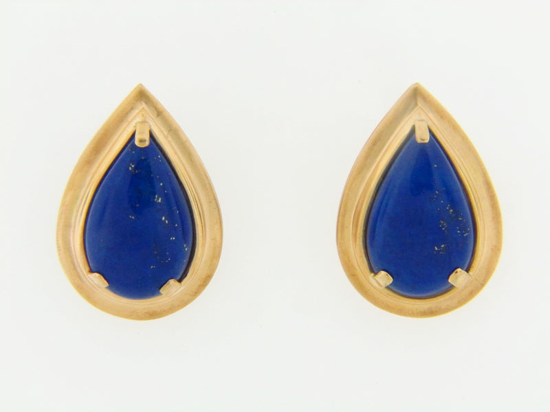 18K YELLOW GOLD LAPIS LAZULI EARRINGS | 18 Karat Appraisers | Beverly Hills, CA | Fine Jewelry