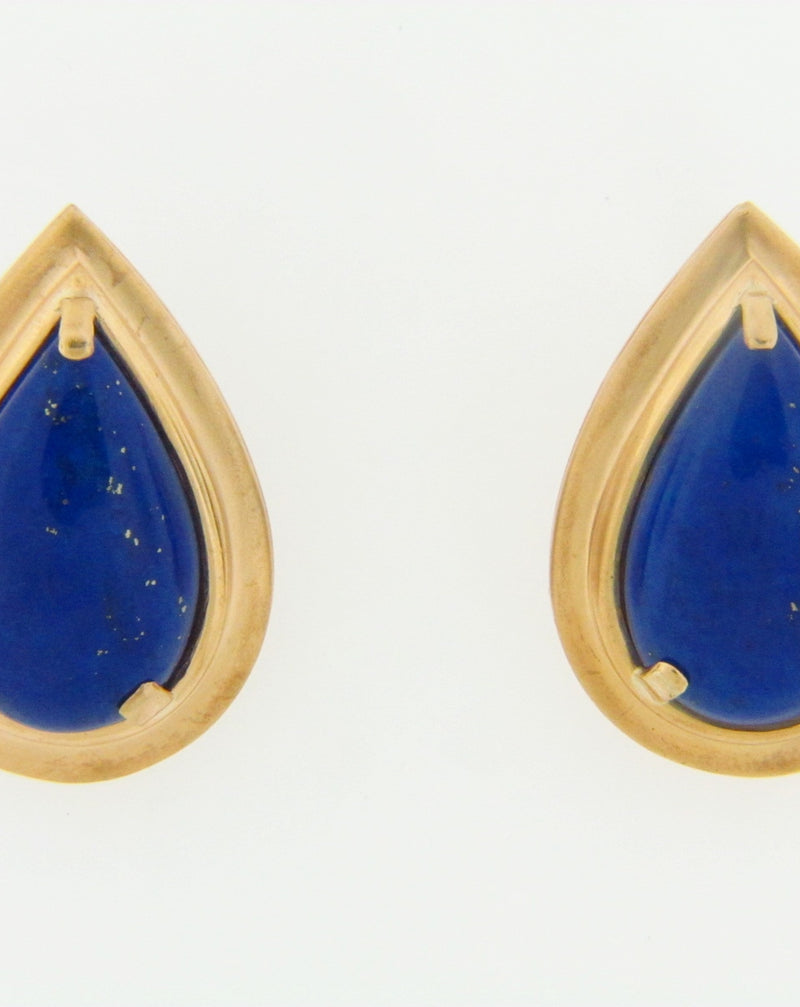 18K YELLOW GOLD LAPIS LAZULI EARRINGS | 18 Karat Appraisers | Beverly Hills, CA | Fine Jewelry