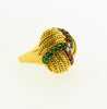 18K-YG DIAMOND AND MULTI-GEMSTONE DOME RING