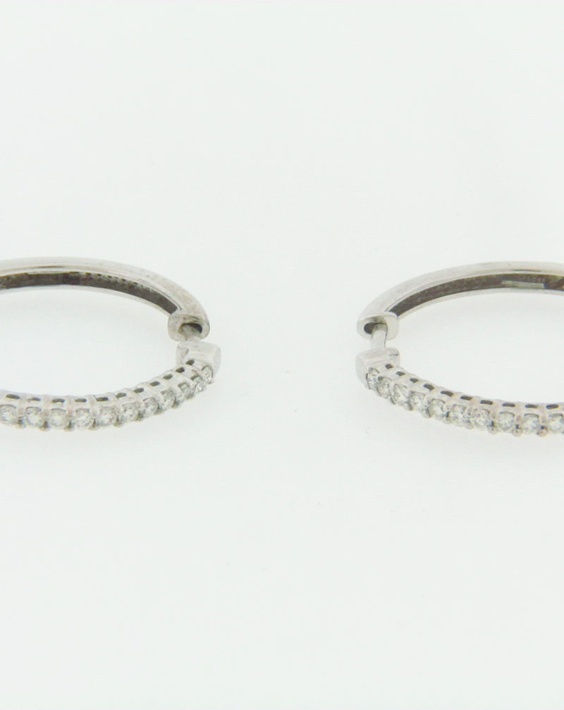18K WHITE GOLD DIAMOND HOOP EARRINGS | 18 Karat Appraisers | Beverly Hills, CA | Fine Jewelry