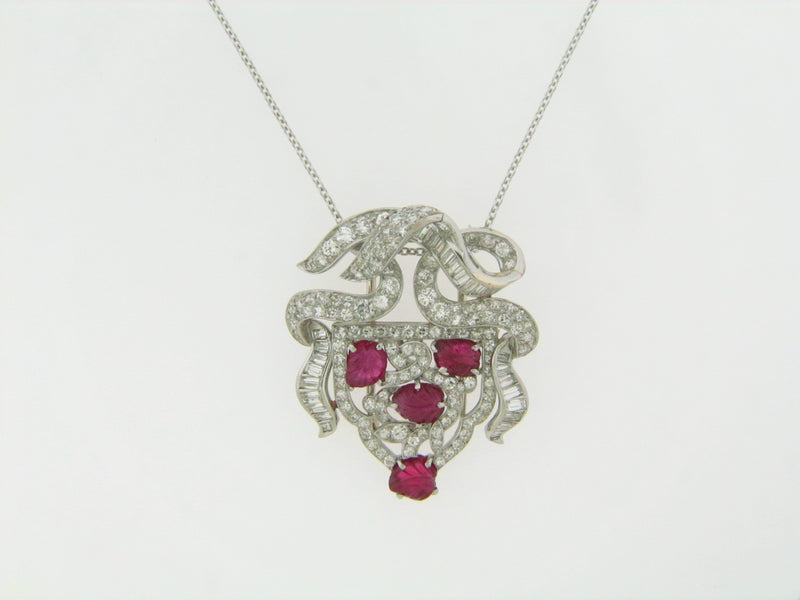 PLATINUM RUBY AND DIAMOND PENDANT | 18 Karat Appraisers | Beverly Hills, CA | Fine Jewelry