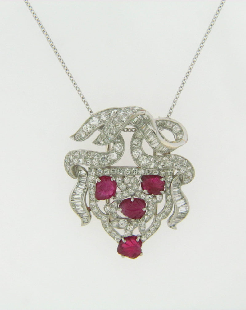 PLATINUM RUBY AND DIAMOND PENDANT | 18 Karat Appraisers | Beverly Hills, CA | Fine Jewelry