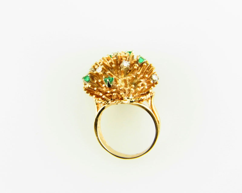 14K Yellow Gold, Emerald and Diamond Cocktail Ring | 18 Karat Appraisers | Beverly Hills, CA | Fine Jewelry