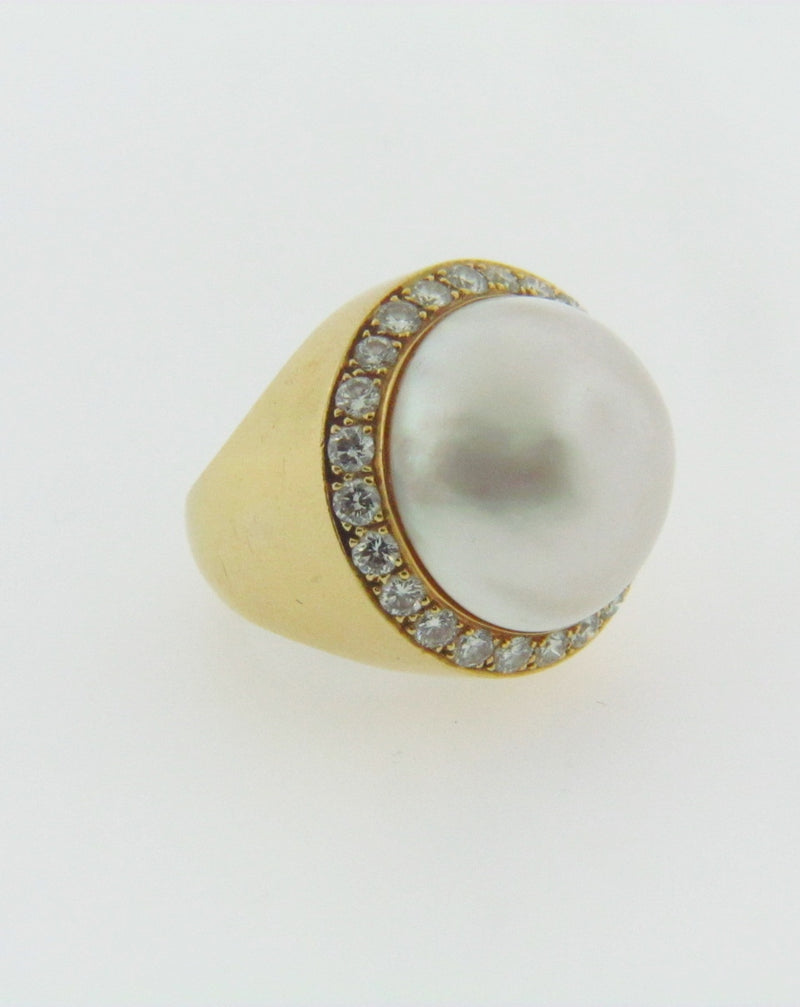 18K YELLOW GOLD MABE PEARL AND DIAMOND RING | 18 Karat Appraisers | Beverly Hills, CA | Fine Jewelry