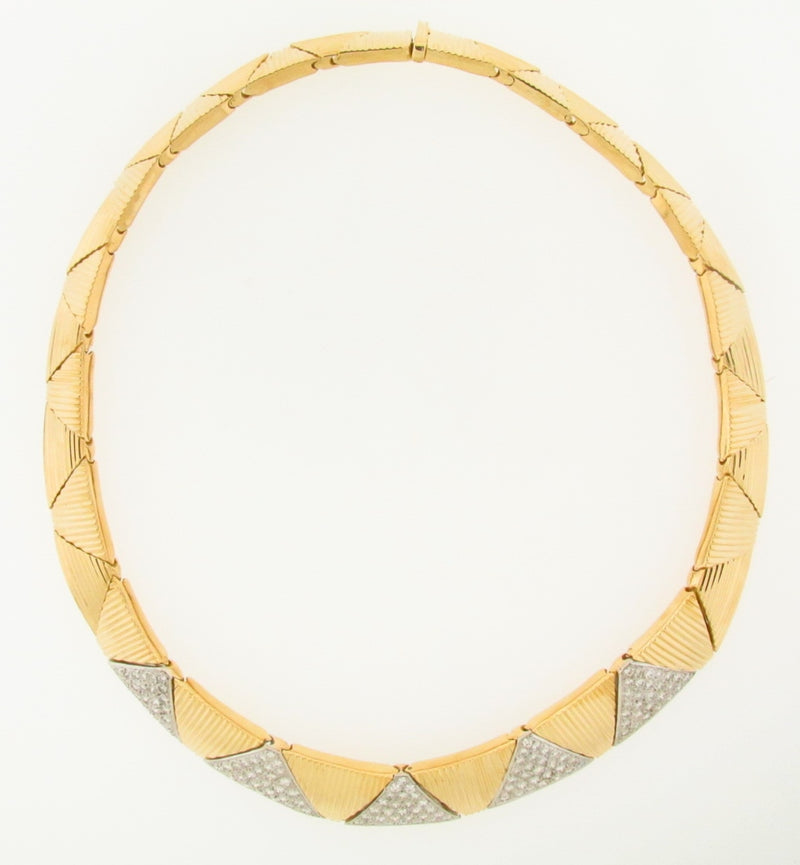 18K YELLOW GOLD DIAMOND COLLAR NECKLACE | 18 Karat Appraisers | Beverly Hills, CA | Fine Jewelry