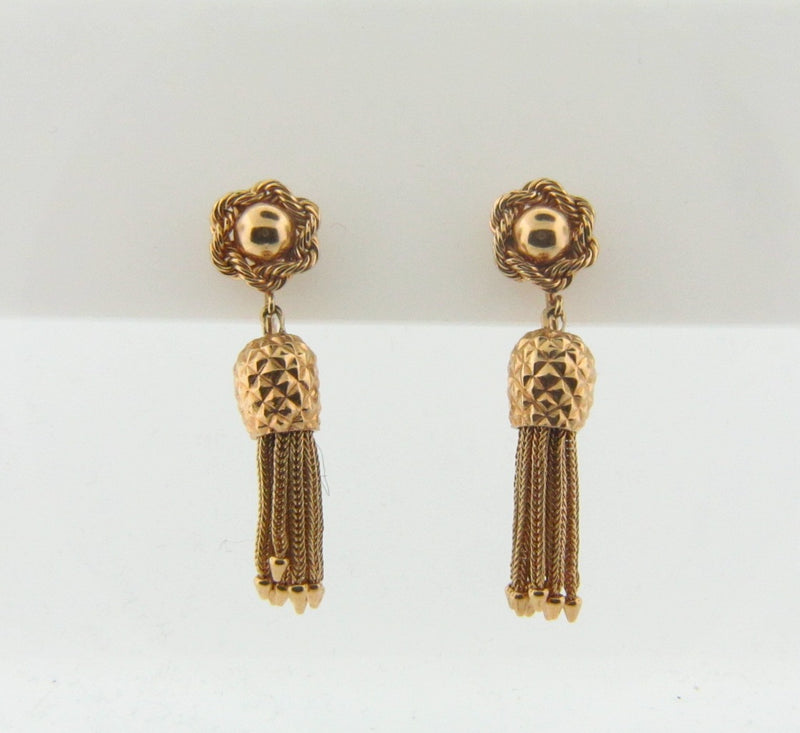 14K Yellow Gold Dangling Tassle Earrings | 18 Karat Appraisers | Beverly Hills, CA | Fine Jewelry