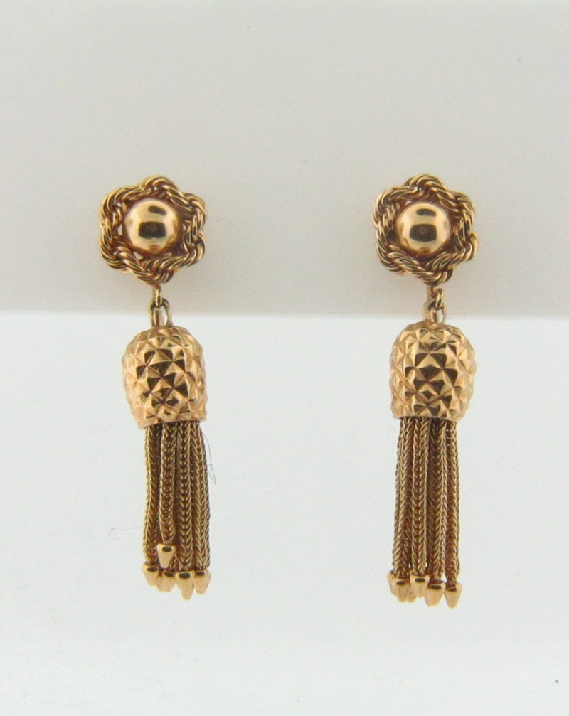 14K Yellow Gold Dangling Tassle Earrings | 18 Karat Appraisers | Beverly Hills, CA | Fine Jewelry