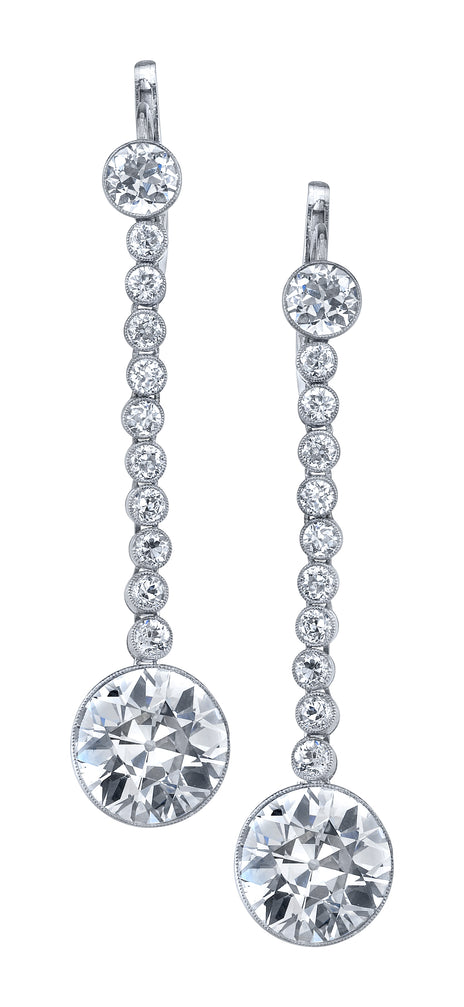 Art Deco, Platinum Diamond Dangling Earrings