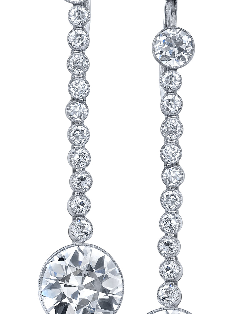 Art Deco, Platinum Diamond Dangling Earrings