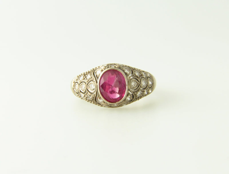 Art Deco, 18K White Gold Ruby and Diamond Ring