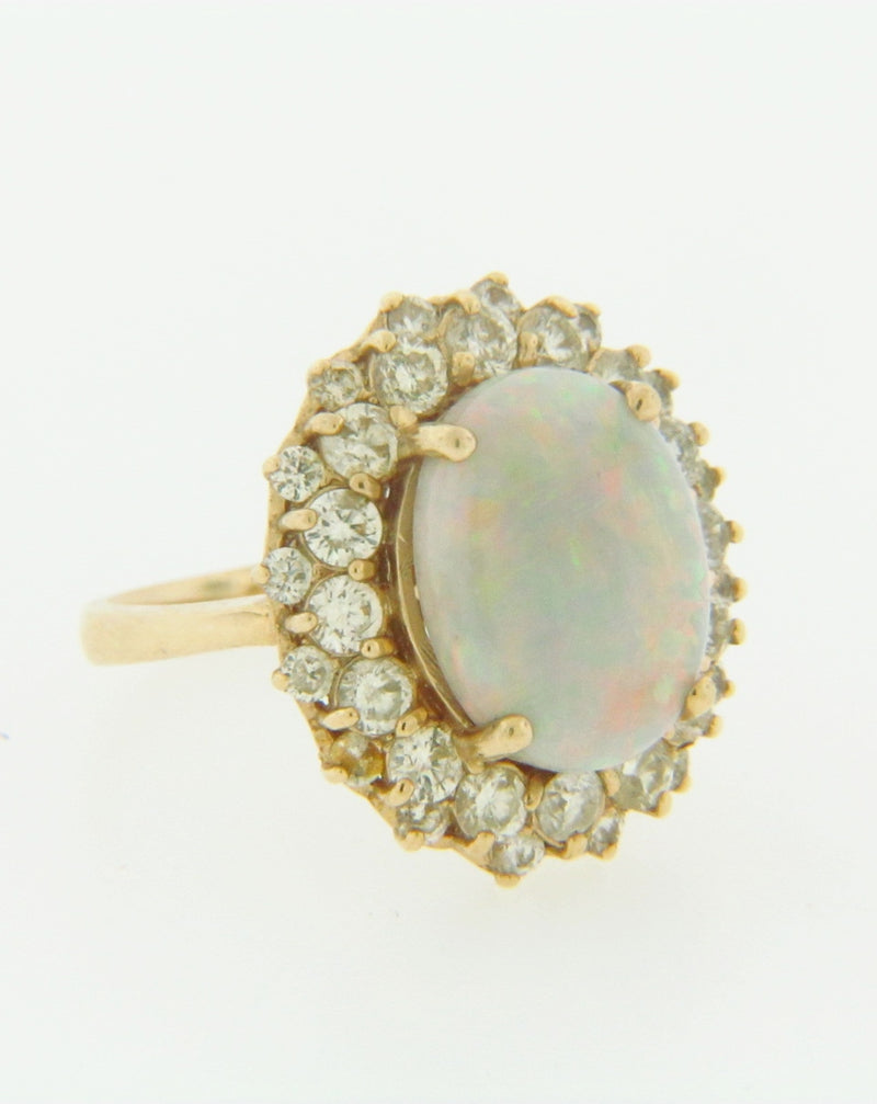14K YELLOW GOLD OPAL AND DIAMOND RING | 18 Karat Appraisers | Beverly Hills, CA | Fine Jewelry