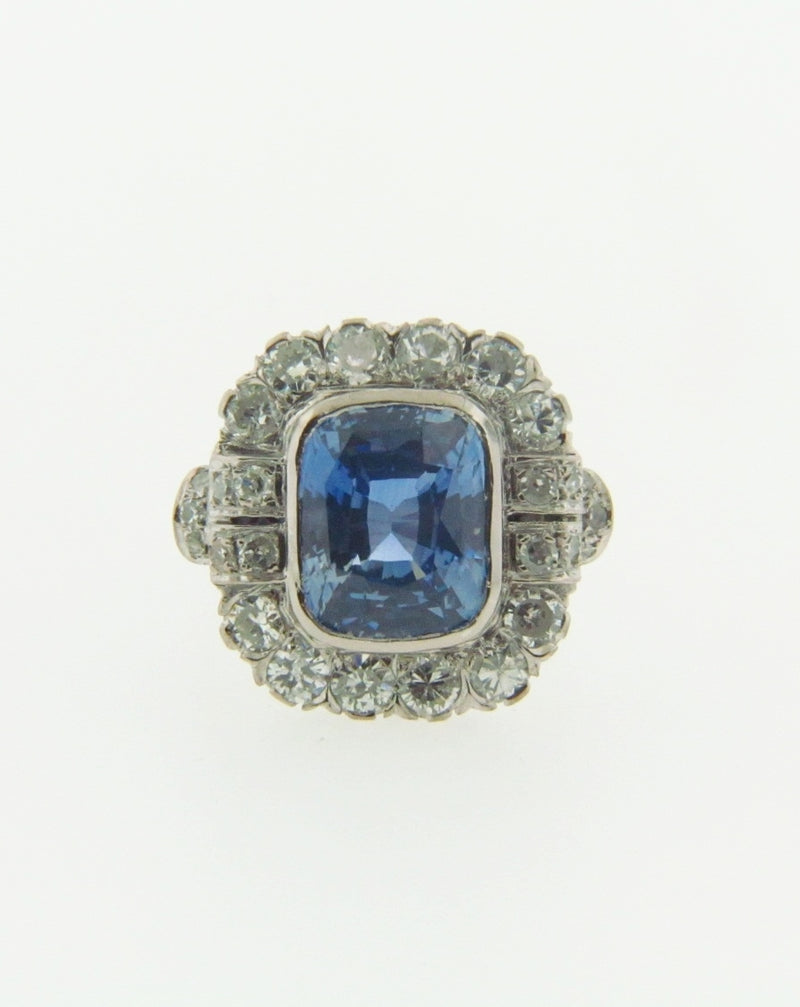 18K WHITE GOLD SAPPHIRE AND DIAMOND RING | 18 Karat Appraisers | Beverly Hills, CA | Fine Jewelry