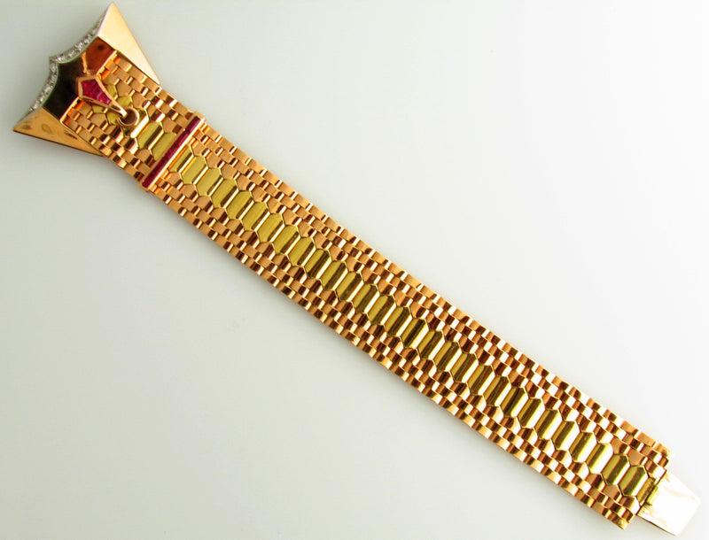 Retro 18K Rose and Yellow Gold, Buckle Bracelet | 18 Karat Appraisers | Beverly Hills, CA | Fine Jewelry