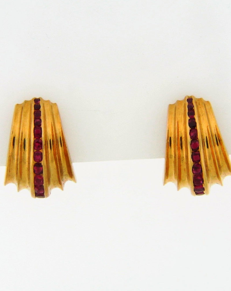 18K Yellow Gold Ruby Earrings | 18 Karat Appraisers | Beverly Hills, CA | Fine Jewelry